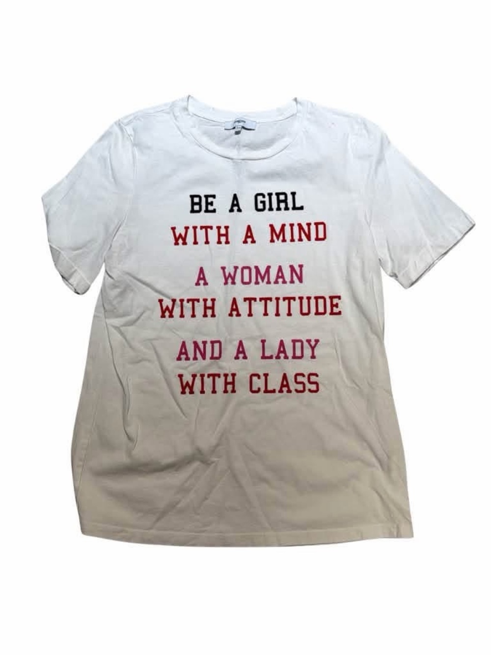 Sunco “Be A Girl With A Mind” Velvet Lettering Graphic Tee – Small